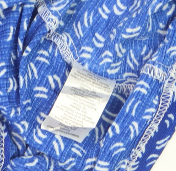Bonmarché Women's Blue Floral Long Sleeve Tunic Blouse Size 16