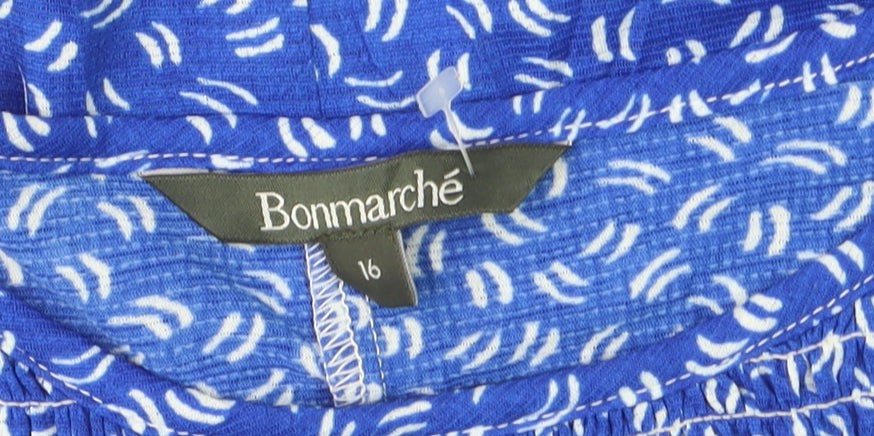 Bonmarché Women's Blue Floral Long Sleeve Tunic Blouse Size 16