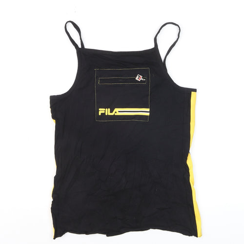 FILA Womens Black Yellow Tank Top M Sportswear Camisole Activewear