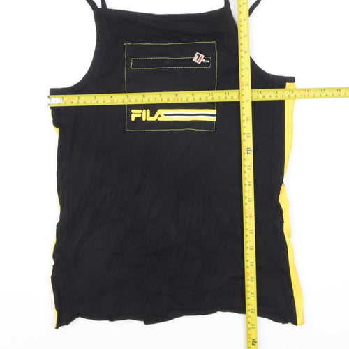 FILA Womens Black Yellow Tank Top M Sportswear Camisole Activewear