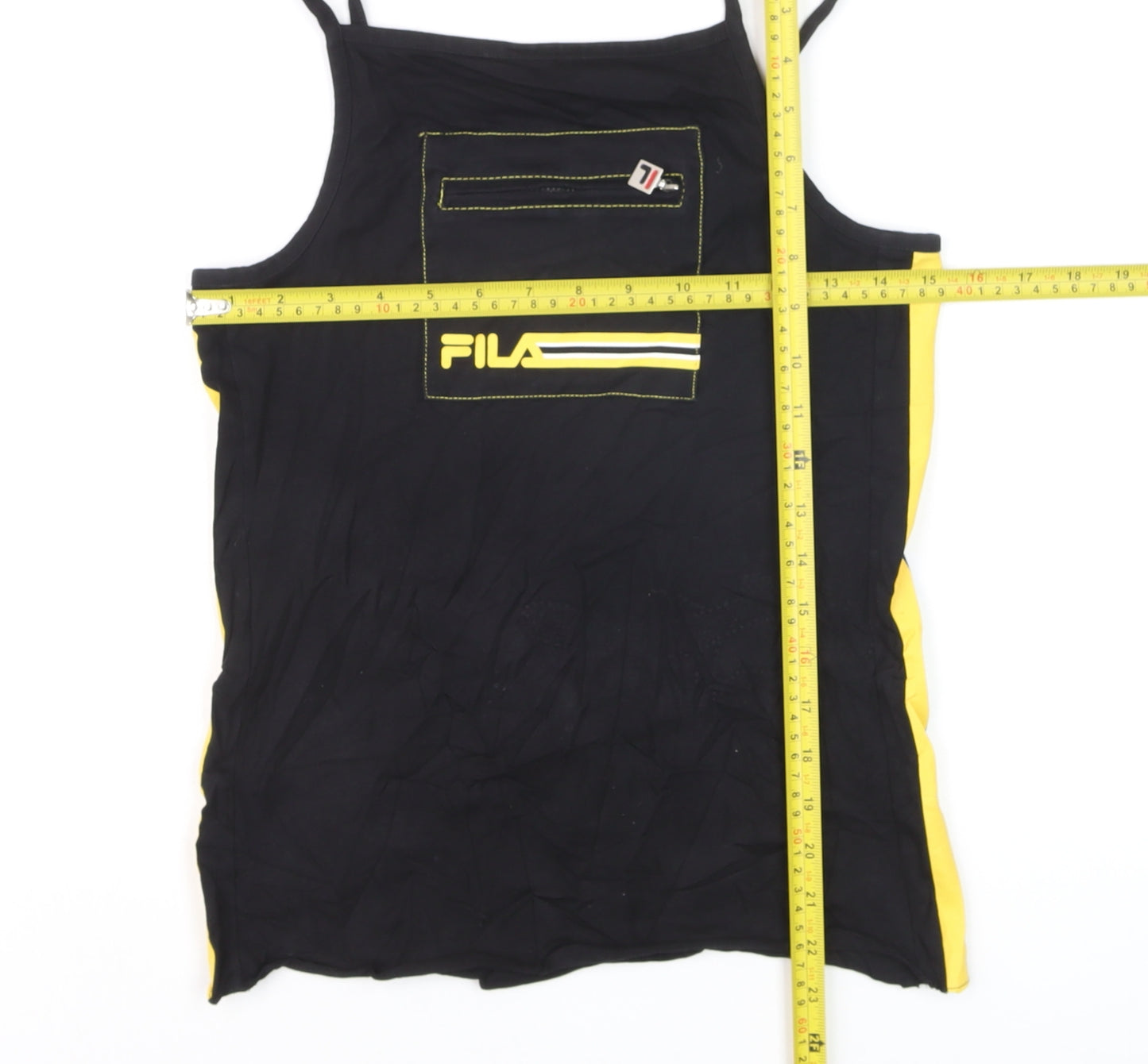 FILA Womens Black Yellow Tank Top M Sportswear Camisole Activewear