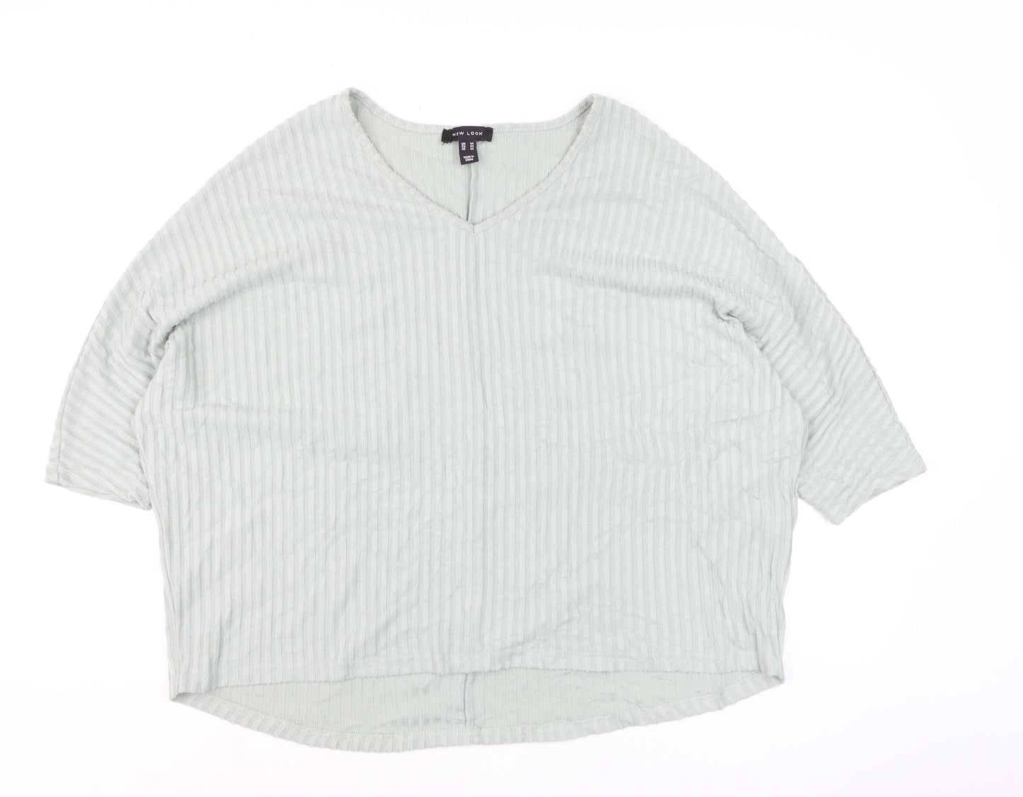 New Look Women’s Green V-Neck Relaxed Knit Jumper Size M