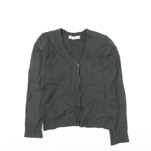 TRF Women’s Green Wool Blend Cable Knit Cardigan Size 8