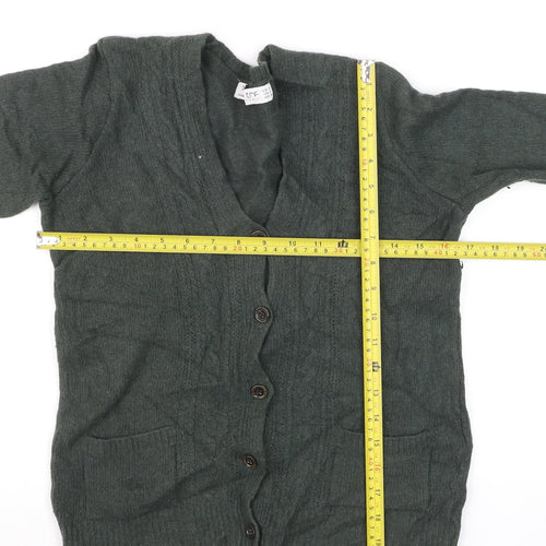TRF Women’s Green Wool Blend Cable Knit Cardigan Size 8