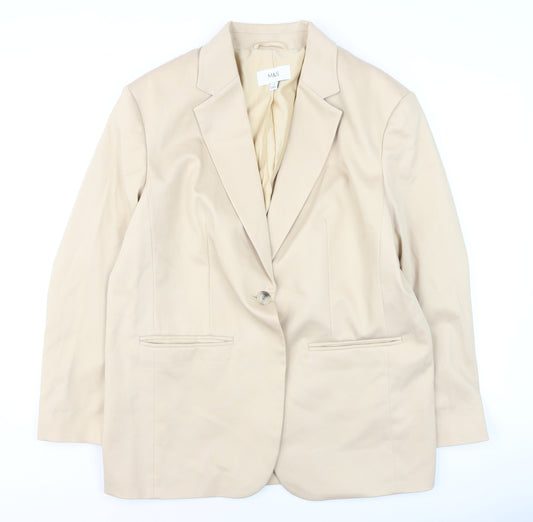 Marks and Spencer Women Beige Single Breasted Blazer Size 16