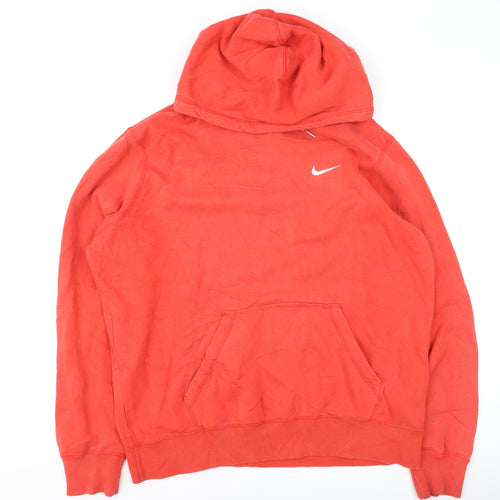 Nike Men's Red Large Pullover Hoodie Fleece Logo Sweatshirt