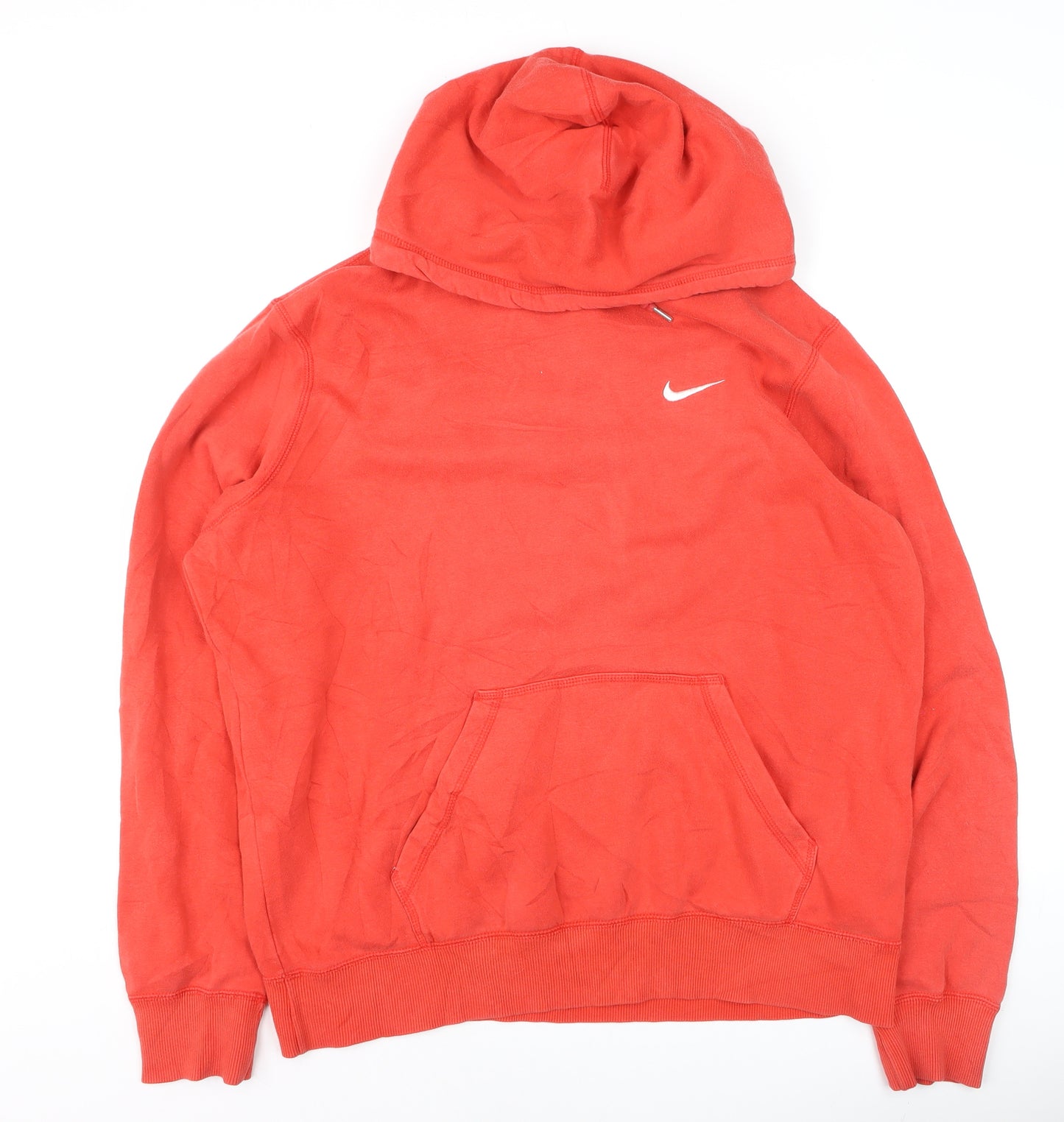 Nike Men's Red Large Pullover Hoodie Fleece Logo Sweatshirt