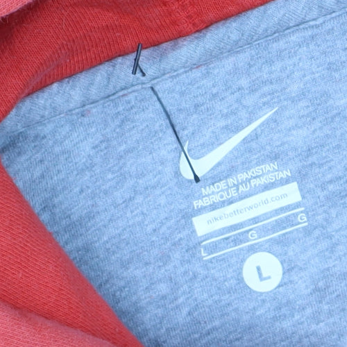 Nike Men's Red Large Pullover Hoodie Fleece Logo Sweatshirt