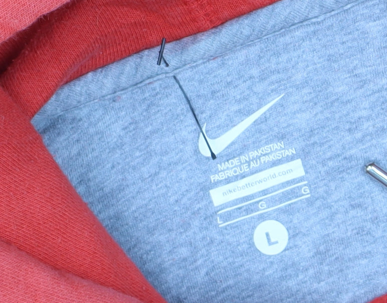 Nike Men's Red Large Pullover Hoodie Fleece Logo Sweatshirt