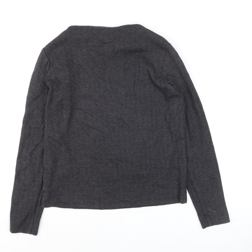 Esprit Womens Grey Herringbone Cotton Jumper Size 6 Long Sleeve Pullover