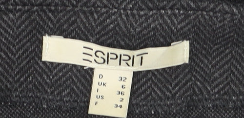 Esprit Womens Grey Herringbone Cotton Jumper Size 6 Long Sleeve Pullover