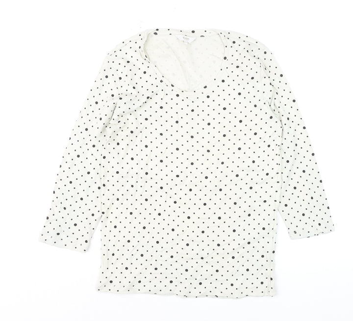 Cotton Traders Womens Ivory Polka Dot Long Sleeve T-Shirt Size 10