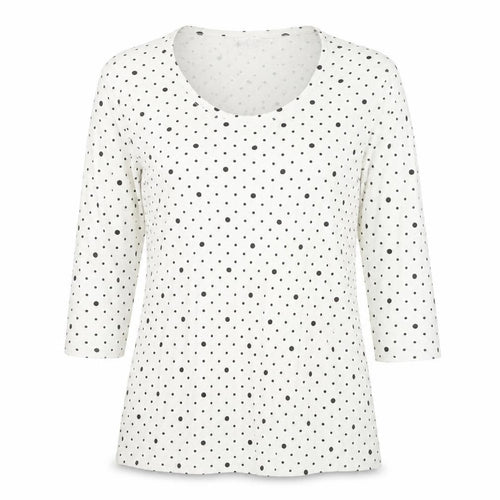 Cotton Traders Womens Ivory Polka Dot Long Sleeve T-Shirt Size 10