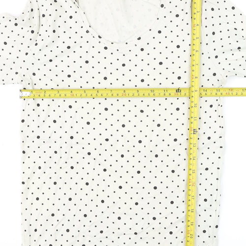 Cotton Traders Womens Ivory Polka Dot Long Sleeve T-Shirt Size 10