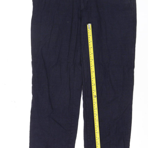 Marks and Spencer Men's Navy Wool Regular Fit Trousers 34W 31L