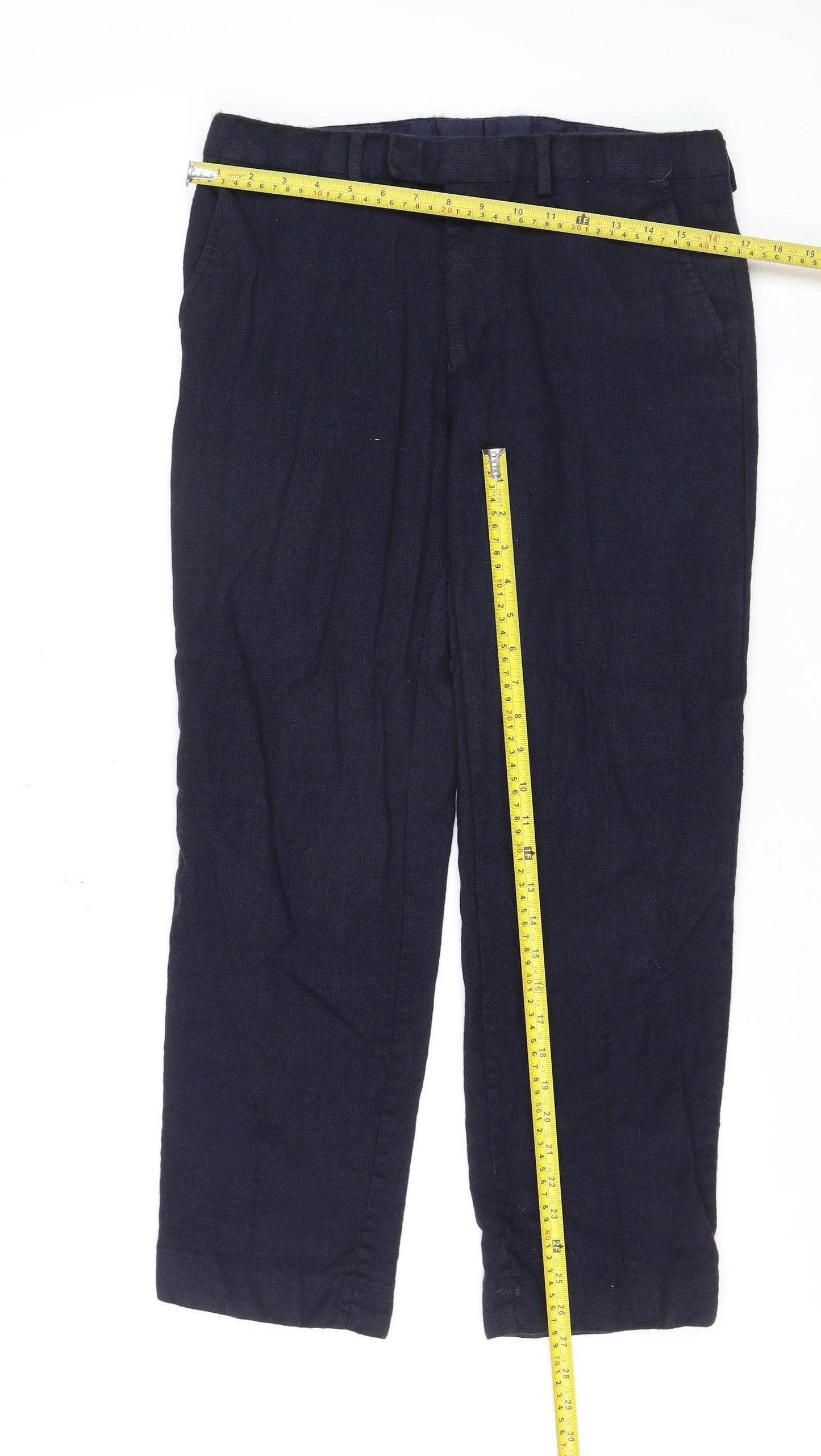 Marks and Spencer Men's Navy Wool Regular Fit Trousers 34W 31L