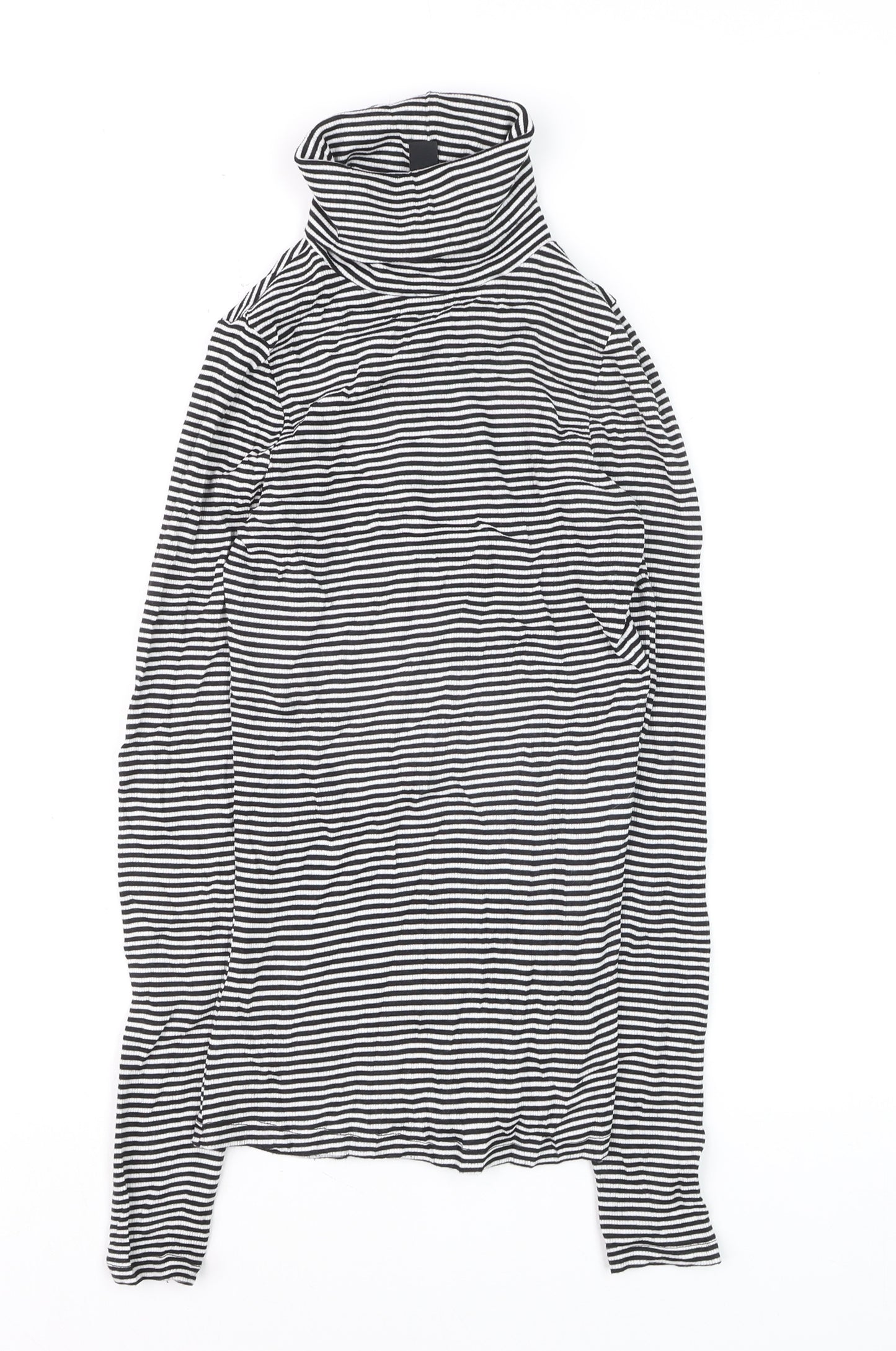 New Look Women’s Black Striped Roll Neck Long Sleeve Jumper Size 8