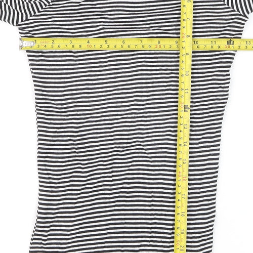 New Look Women’s Black Striped Roll Neck Long Sleeve Jumper Size 8