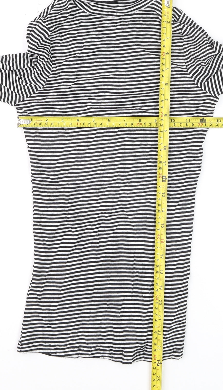New Look Women’s Black Striped Roll Neck Long Sleeve Jumper Size 8