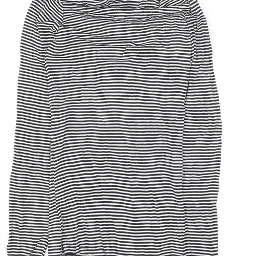 New Look Women’s Black Striped Roll Neck Long Sleeve Jumper Size 8