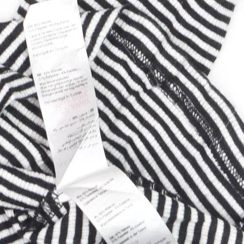 New Look Women’s Black Striped Roll Neck Long Sleeve Jumper Size 8