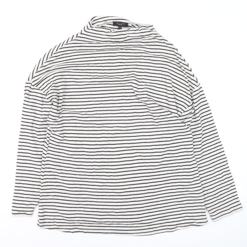 New Look Curves Women’s White Striped Roll Neck Long Sleeve Top Size 22