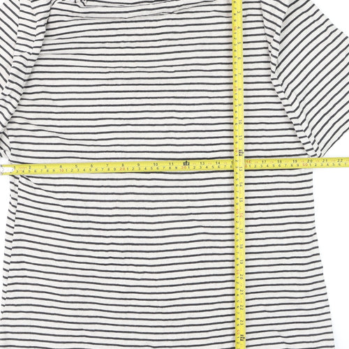 New Look Curves Women’s White Striped Roll Neck Long Sleeve Top Size 22