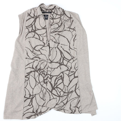 TIGI Women Beige Sleeveless Knit Cardigan Size 14/16