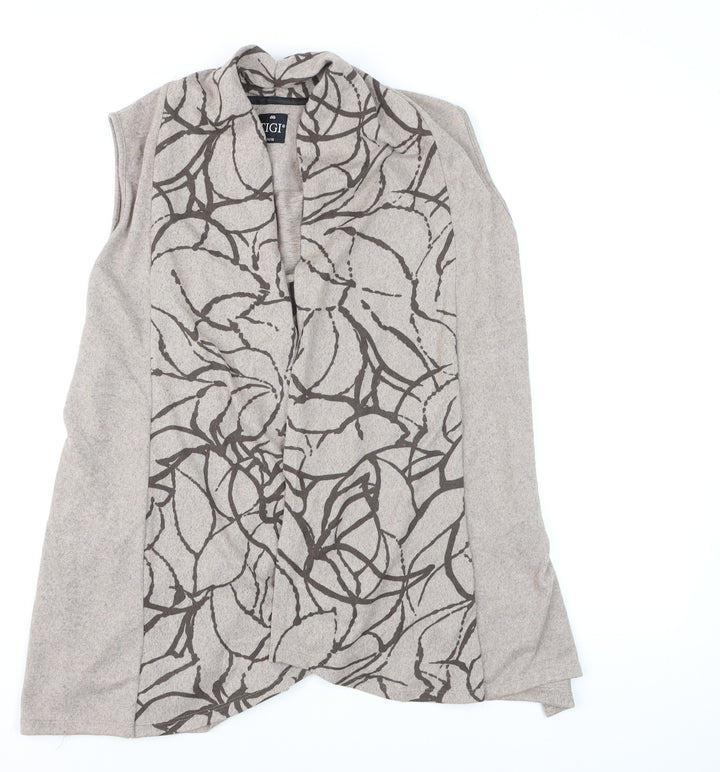 TIGI Women Beige Sleeveless Knit Cardigan Size 14/16