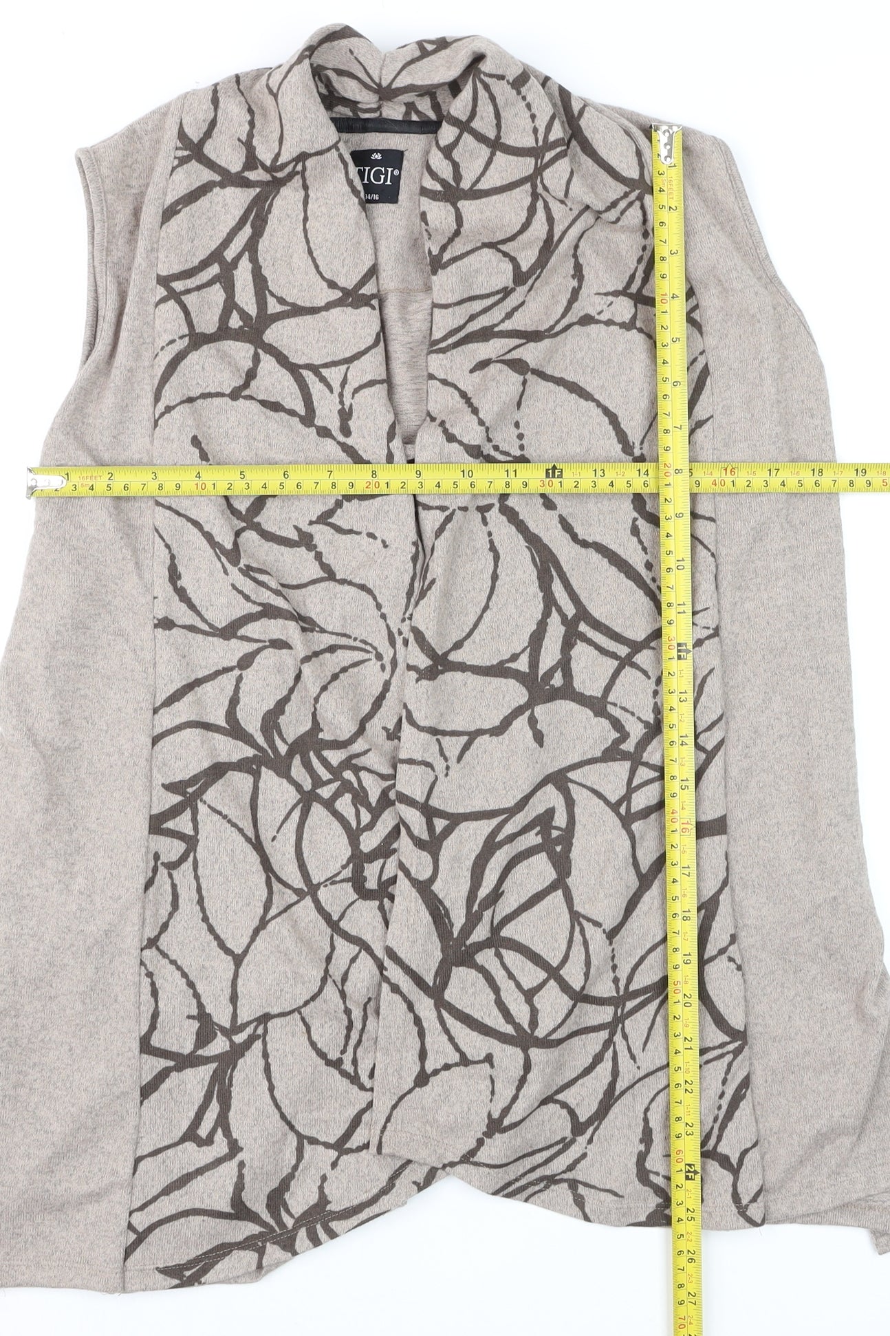 TIGI Women Beige Sleeveless Knit Cardigan Size 14/16