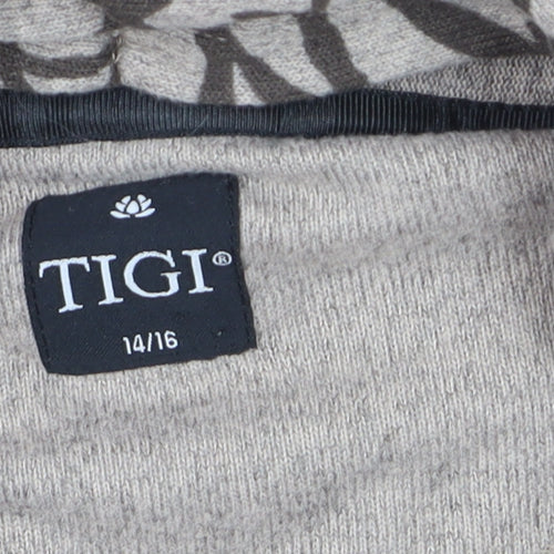 TIGI Women Beige Sleeveless Knit Cardigan Size 14/16