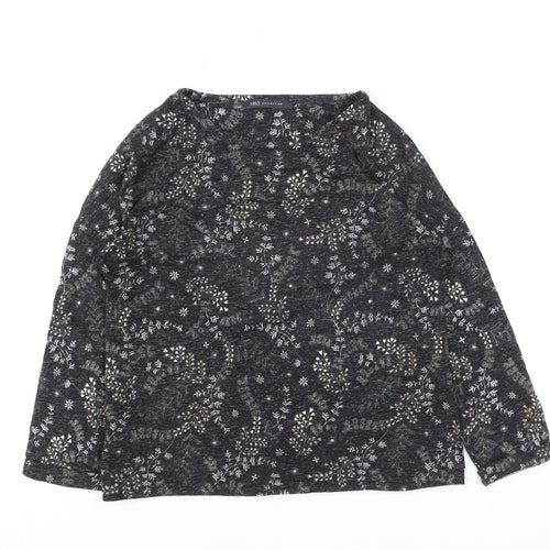 Marks and Spencer Women's Black Floral Jersey Long Sleeve T-Shirt Size 8