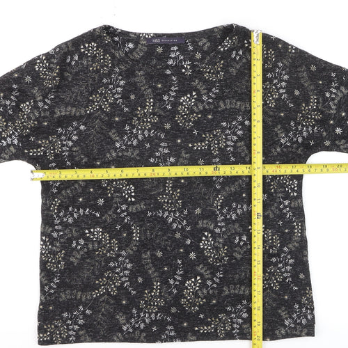 Marks and Spencer Women's Black Floral Jersey Long Sleeve T-Shirt Size 8