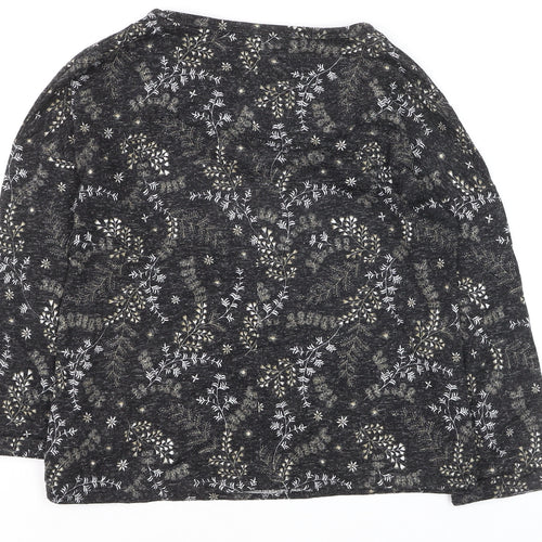 Marks and Spencer Women's Black Floral Jersey Long Sleeve T-Shirt Size 8
