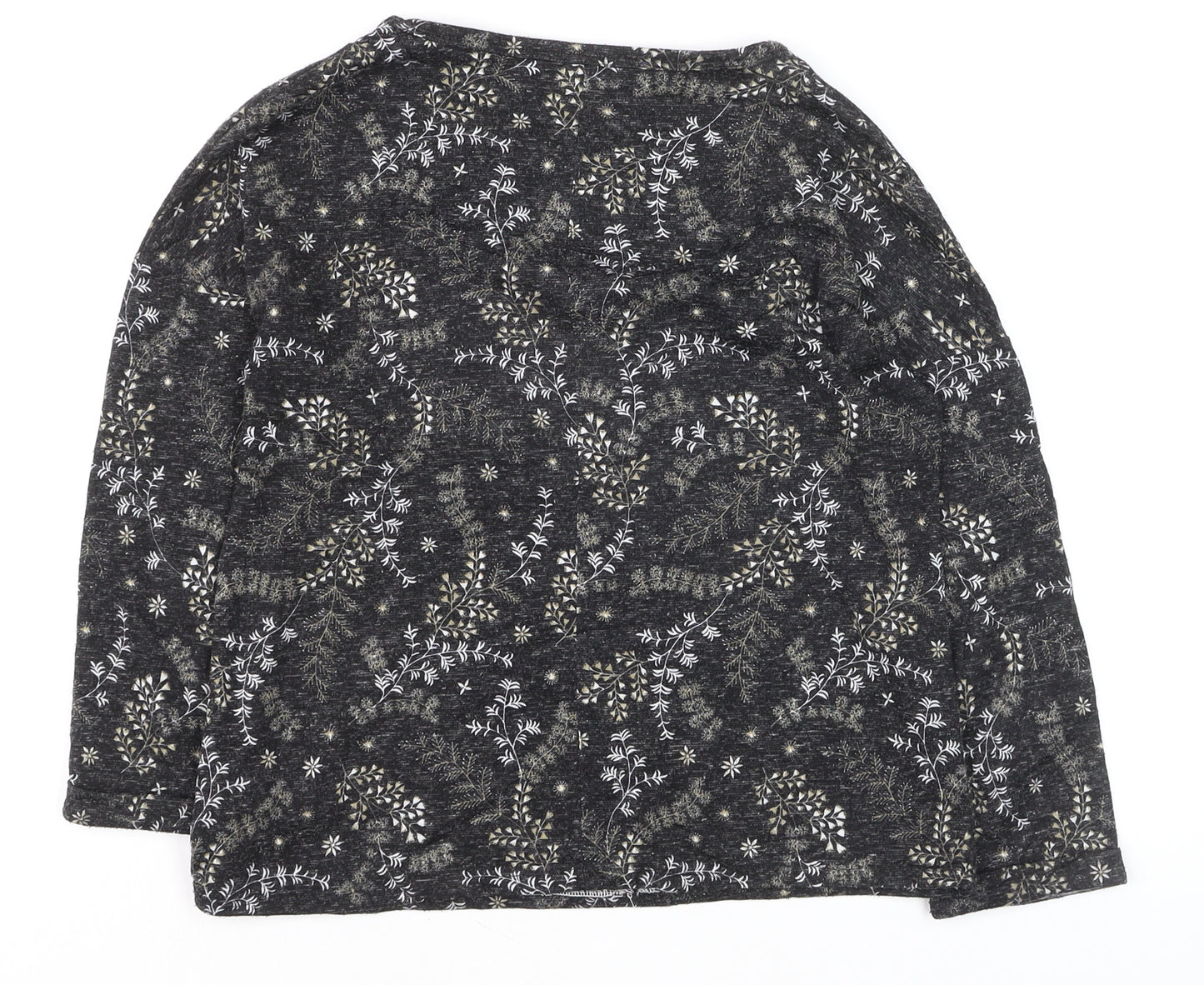 Marks and Spencer Women's Black Floral Jersey Long Sleeve T-Shirt Size 8