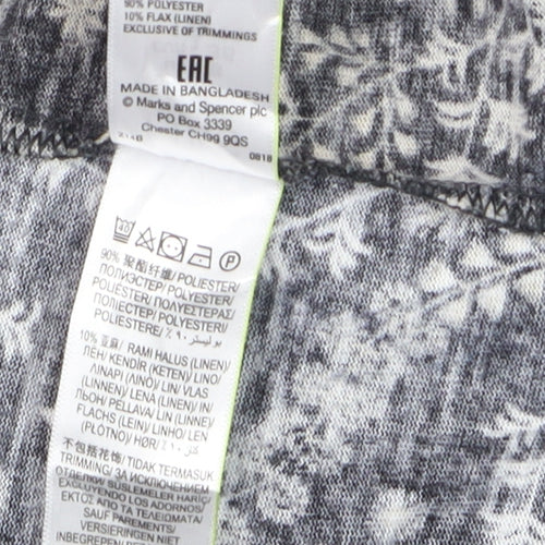Marks and Spencer Women's Black Floral Jersey Long Sleeve T-Shirt Size 8