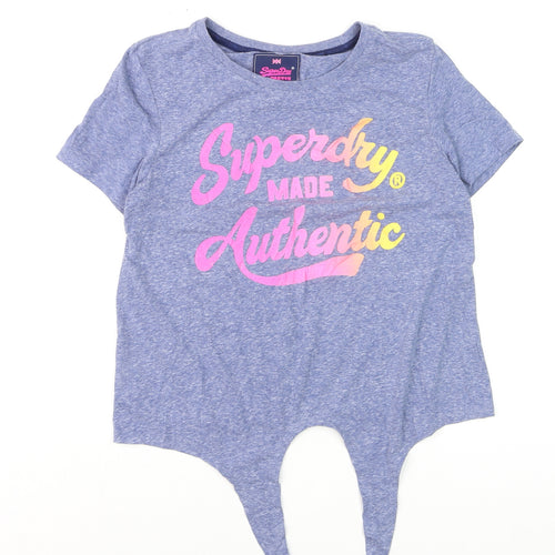 Superdry Women’s Blue Cropped T-Shirt Size S Short Sleeve Jersey