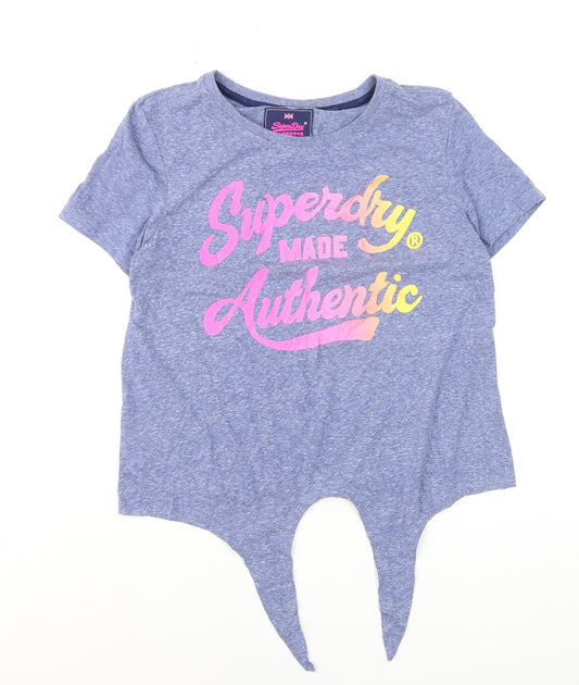 Superdry Women’s Blue Cropped T-Shirt Size S Short Sleeve Jersey