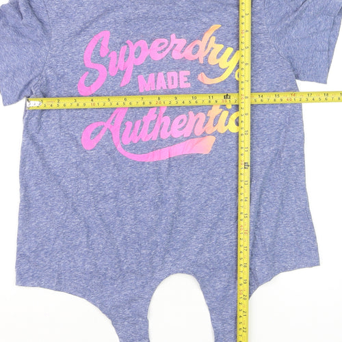 Superdry Women’s Blue Cropped T-Shirt Size S Short Sleeve Jersey