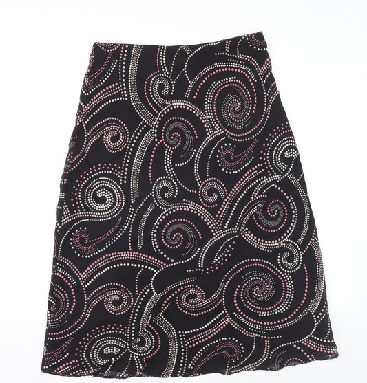 Bonmarché Women Black Geometric A-Line Knee Length Skirt Size 12