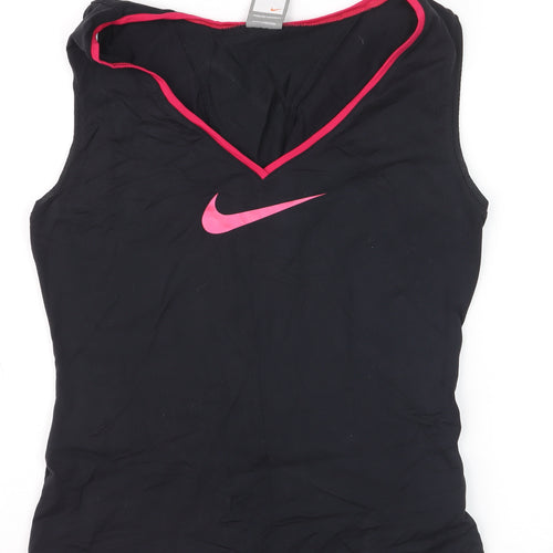 Nike Women's Black V-Neck Fitted Tank Top Size 10 Gym