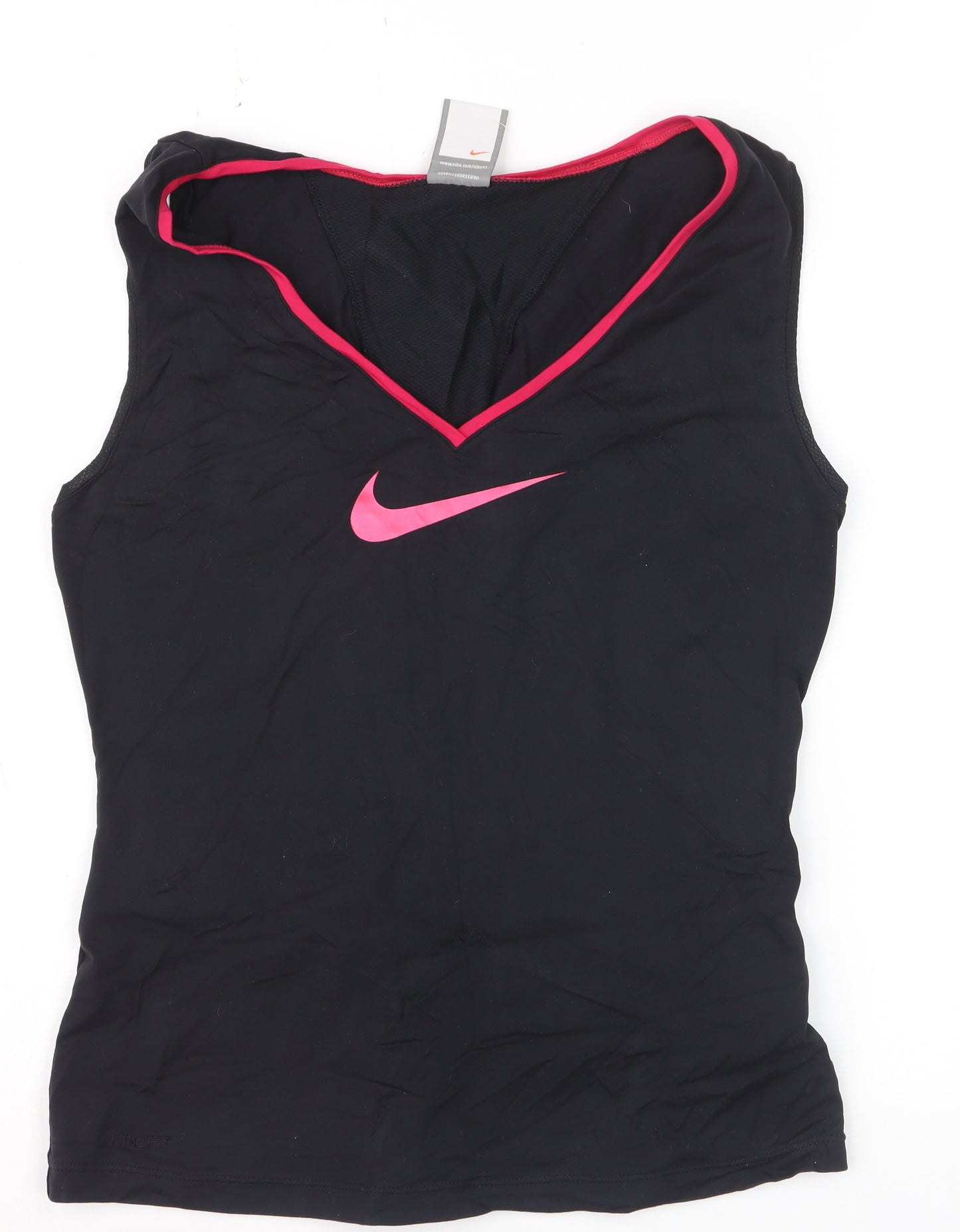 Nike Women's Black V-Neck Fitted Tank Top Size 10 Gym