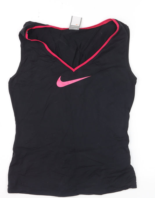 Nike Women's Black V-Neck Fitted Tank Top Size 10 Gym