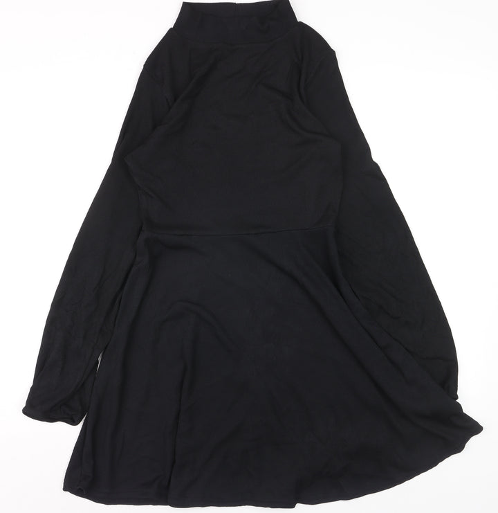 Boohoo Womens Black Size 8 Tunic Long Sleeve Mock Neck Jumper