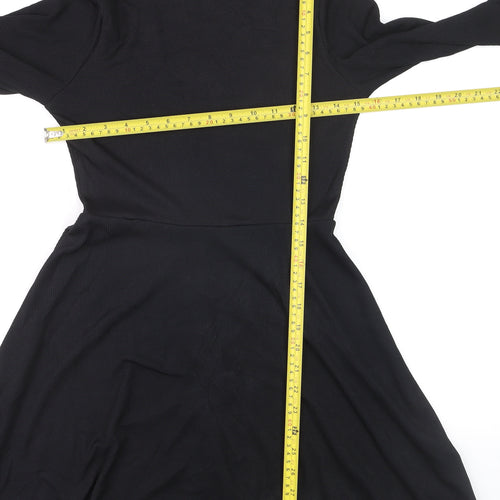 Boohoo Womens Black Size 8 Tunic Long Sleeve Mock Neck Jumper