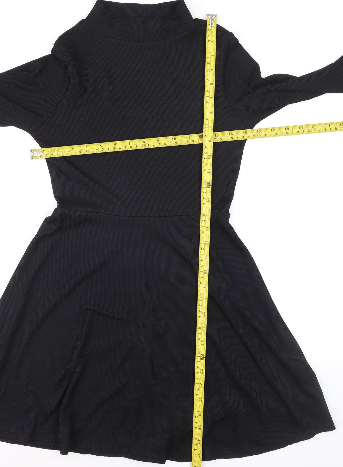 Boohoo Womens Black Size 8 Tunic Long Sleeve Mock Neck Jumper