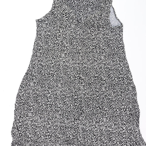 Marks and Spencer Women’s Black Geometric Sleeveless Jersey A-Line Dress Size 10