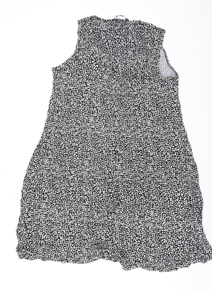 Marks and Spencer Women’s Black Geometric Sleeveless Jersey A-Line Dress Size 10