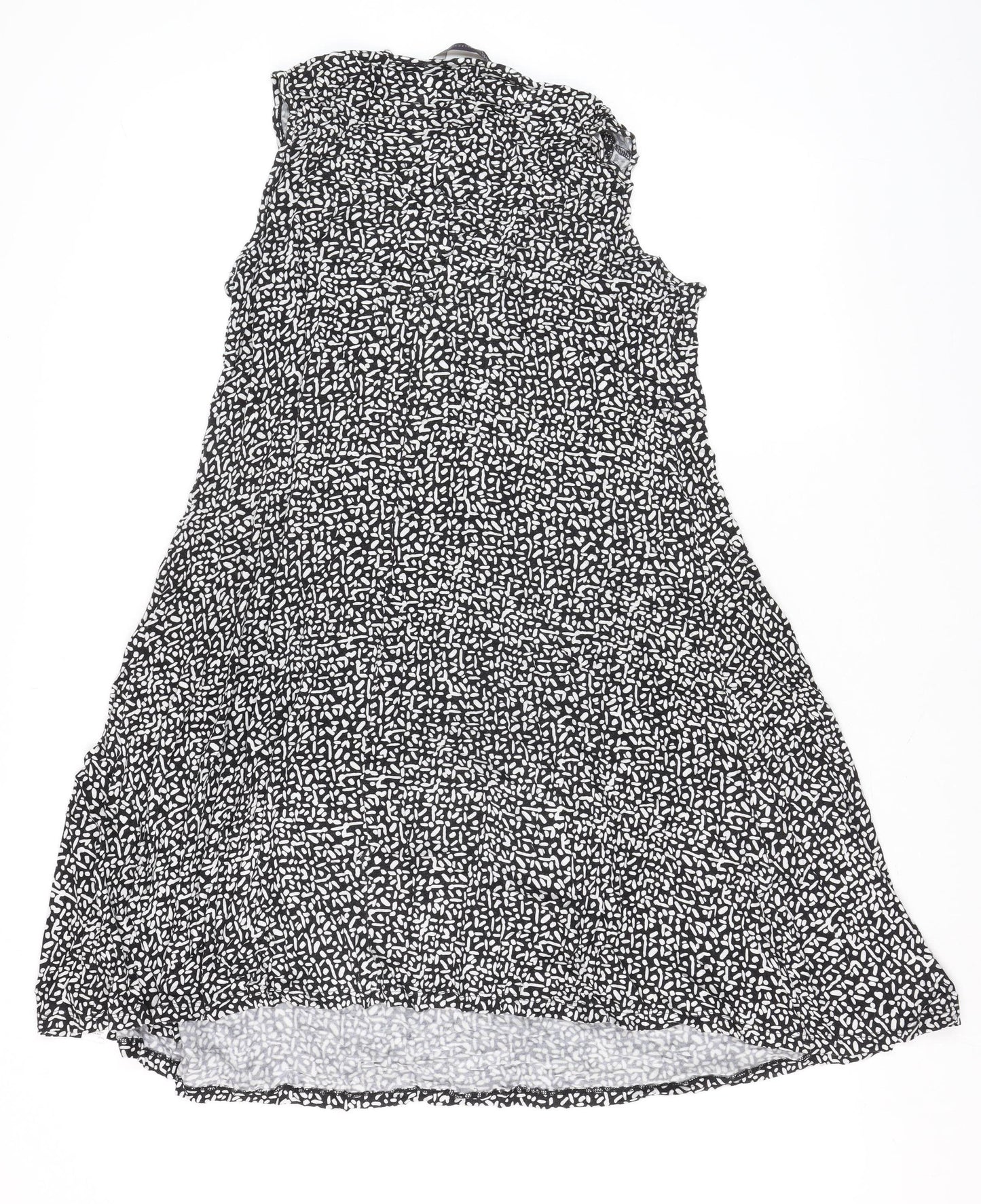 Marks and Spencer Women’s Black Geometric Sleeveless Jersey A-Line Dress Size 10