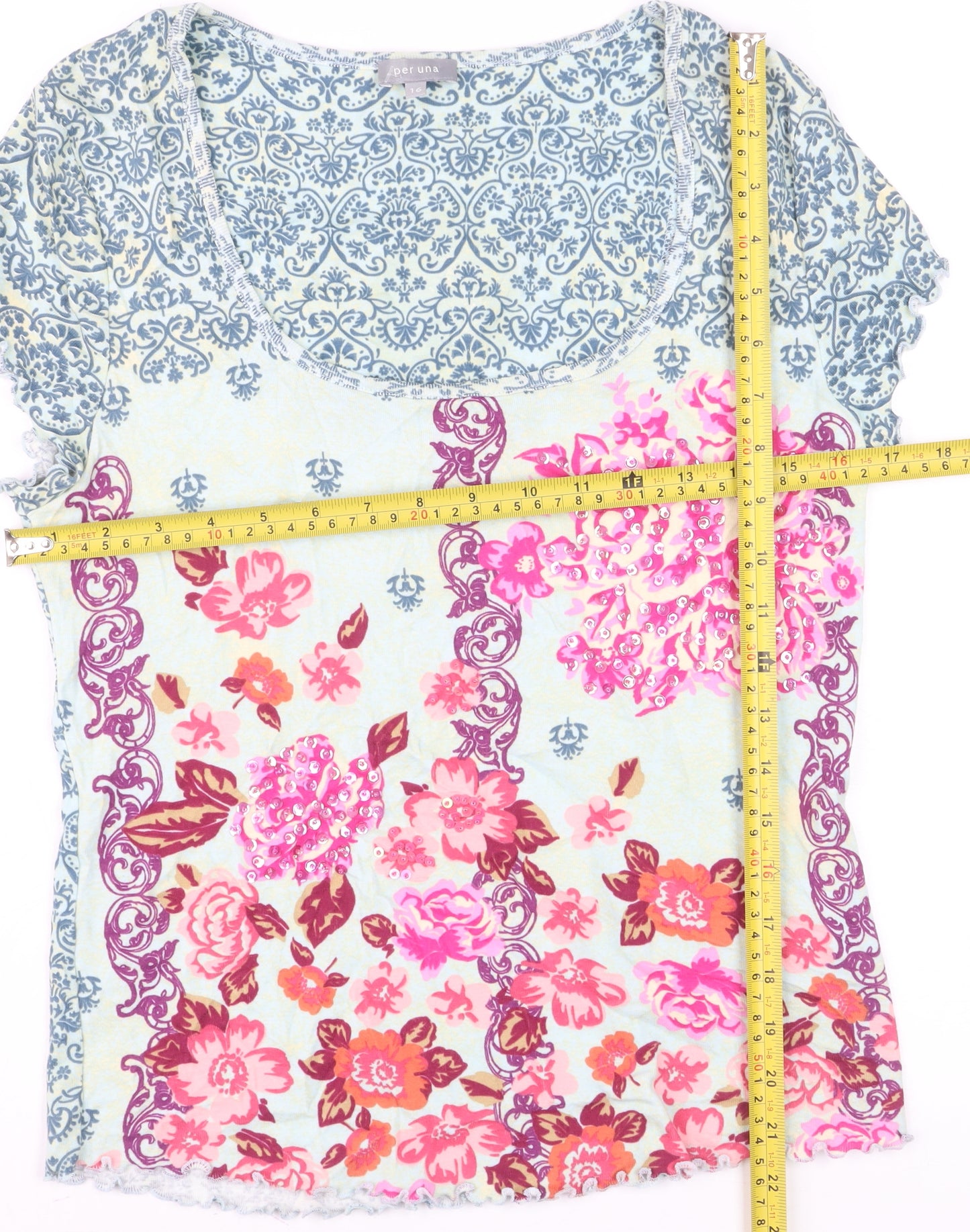 Marks and Spencer Per Una Women's Multicoloured Floral Cotton T-Shirt Size 16